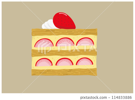 Cross section of strawberry millefeuille 114833886