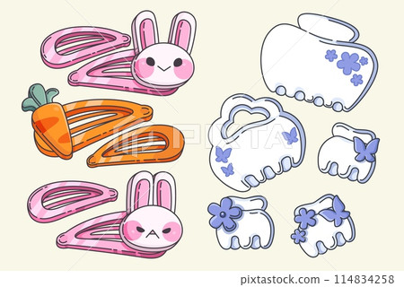 Hair clips set isolated on background 114834258