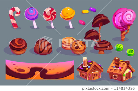 Game level creation kit - candy land assets. 114834356