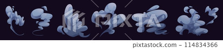 Smoke clouds set isolated on black background Smoke clouds set isolated on black background 114834366