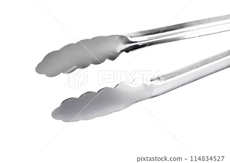 Barbecue and grill spatula bottle hook tongs tools set on White Background 114834527