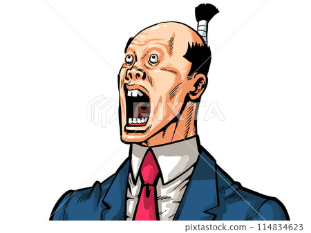 Illustration of a businessman with his mouth wide open 114834623