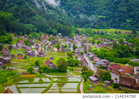 World Heritage Shirakawago Village is a farming village located in a valley along the Shogawa River, registered as a UNESCO World Heritage Site in 1995, Gifu Prefecture, Japan. World Heritage Shirakawago Village is a farming village located in a valley along the Shogawa River, registered as a UNESCO World Heritage Site in 1995, Gifu Prefecture, Japan. 114834780