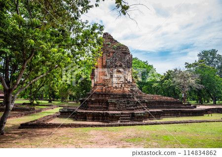 Prang Song Phi Nong in Si Thep historical park It is an architecture in the Dvaravati period in Phetchabun Province, Thailand. 114834862