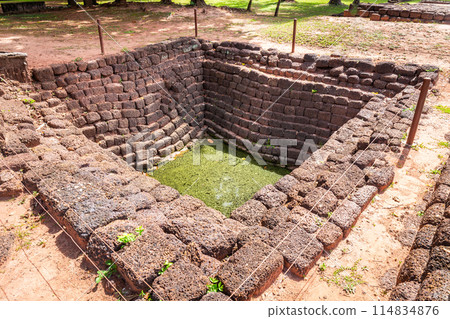 Pond made from ancient Dvaravati period rocks in Sri Thep Historical Park, Phetchabun, Thailand. 114834876
