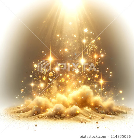 3D sparkling golden dust explosion with sparks 114835056