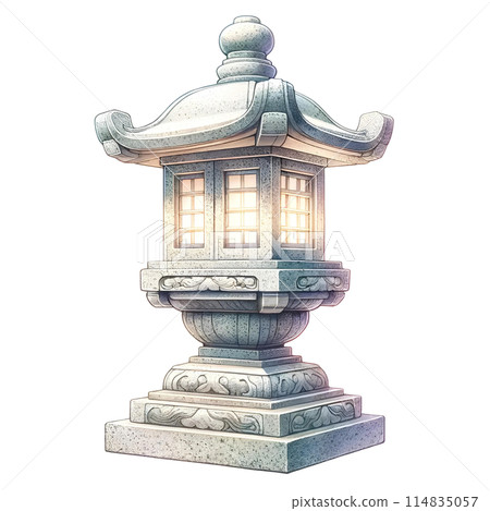 3D ancient stone statue of a temple 114835057