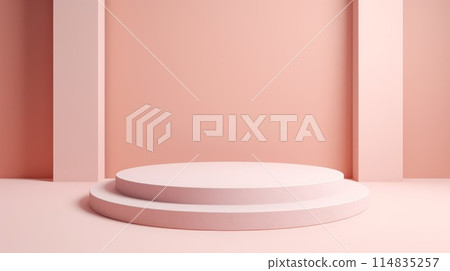 Mockup showcase in pastel blue background. 3d minimal geometric mock up stage. Abstract studio empty show room. Presentation decoration of showroom. Product stand, business display base Mockup showcase in pastel blue background. 3d minimal geometric mock up stage. Abstract studio empty show room. Presentation decoration of showroom. Product stand, business display base 114835257