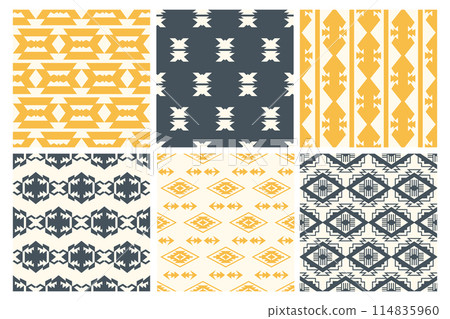 Tribal Southwestern Navajo Seamless Patterns Set Tribal Southwestern Navajo Seamless Patterns Set 114835960