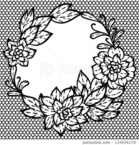 Lace background with flowers. Embroidery handmade decoration. 114836178