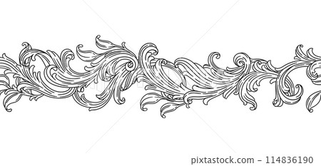 Floral pattern in baroque style. Decorative curling plant. 114836190