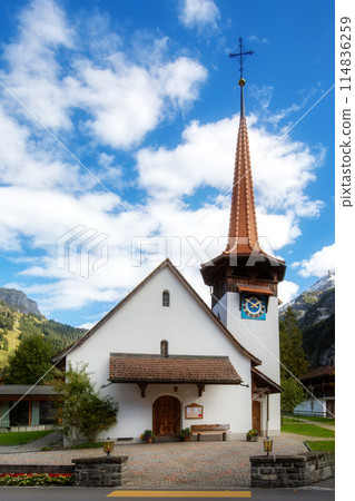 Church in Kandersteg, mountains, Switzerland 114836259