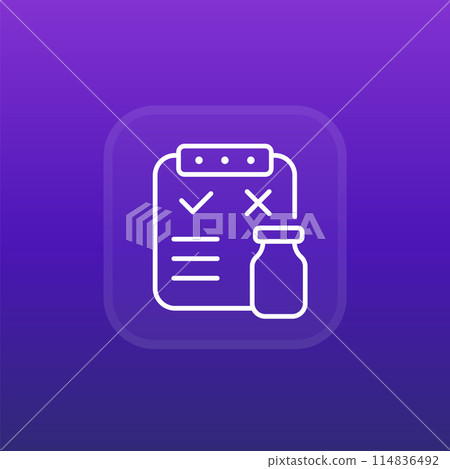 Pros and cons of vaccine icon, line vector design 114836492
