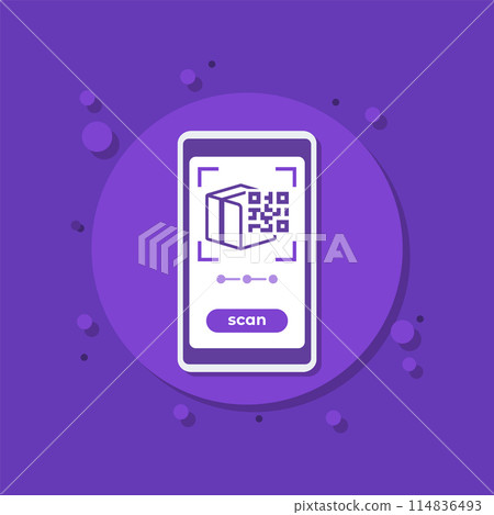 parcel QR code scanning with a phone vector icon 114836493