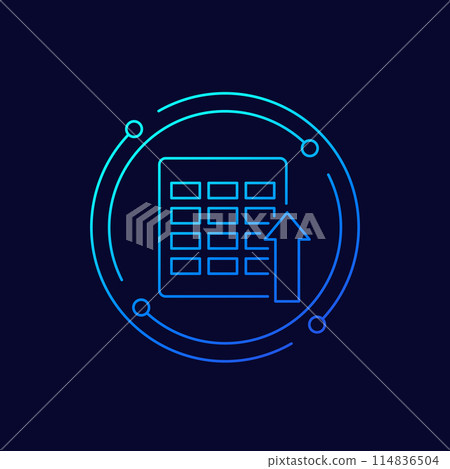 import icon with a spreadsheet, linear design import icon with a spreadsheet, linear design 114836504