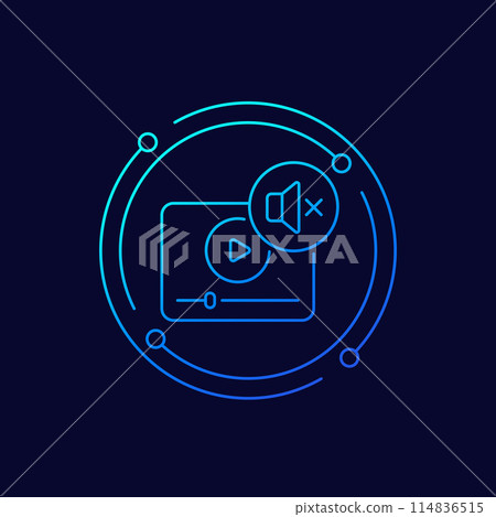 mute video icon, linear design mute video icon, linear design 114836515