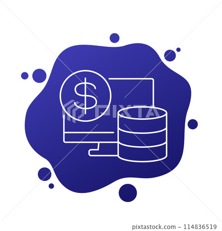 data storage costs icon for web and apps, line data storage costs icon for web and apps, line 114836519