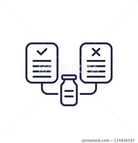 Pros and cons of vaccine icon, line vector Pros and cons of vaccine icon, line vector 114836597