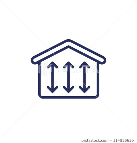 ceiling height line icon with a house 114836630