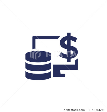data storage costs icon on white data storage costs icon on white 114836698
