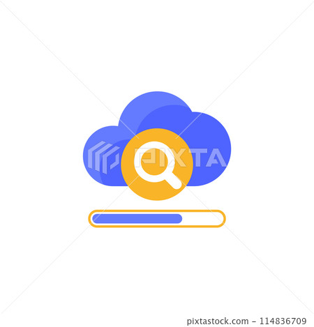 cloud search icon with a progress bar cloud search icon with a progress bar 114836709