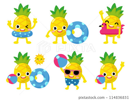 Summer Pineapple swim beach colorful rubber rings, fruit swimming ring 114836831