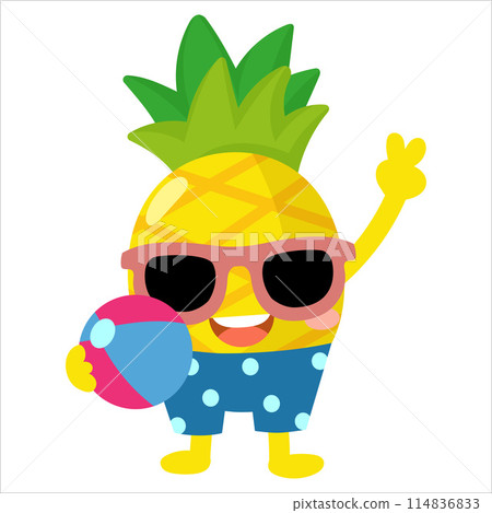 Summer Pineapple ball beach, funny fruit hello summer 114836833