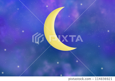 Crescent moon and starry sky background illustration 114836921