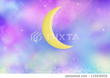 Crescent moon and starry sky background illustration 114836926