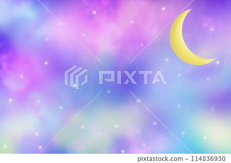 Crescent moon and starry sky background illustration 114836930