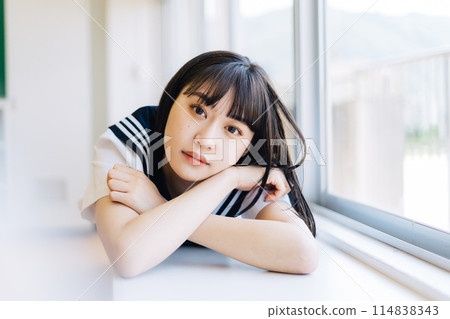 School girls high school portrait School girls high school portrait 114838343