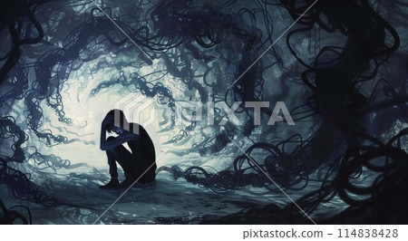 Emotional image of depression and despondency 114838428