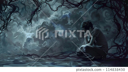 Emotional image of depression and despondency 114838430