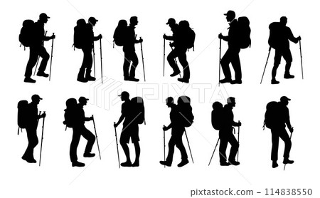 silhouette, climbers, couple 114838550