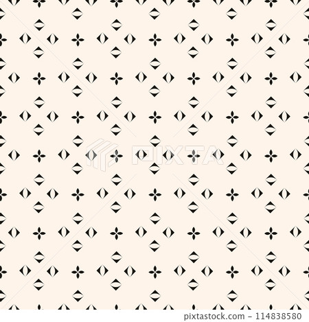 Simple minimalist geometric seamless pattern. Abstract monochrome minimal background with small floral shapes. Subtle repeat design for decor, print. Simple minimalist geometric seamless pattern. Abstract monochrome minimal background with small floral shapes. Subtle repeat design for decor, print. 114838580