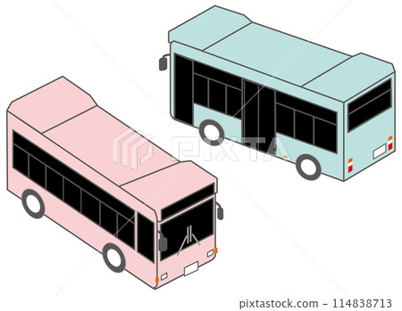 Cute illustrations of route buses 2 Cute illustrations of route buses 2 114838713