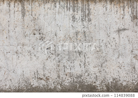 scratched shabby old whitewash on concrete wall texture and flat full-frame closeup background 114839088