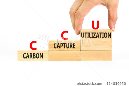 CCU Carbon capture utilization symbol. Concept words CCU Carbon capture utilization on beautiful blocks. Beautiful white background. Business ecological Carbon capture utilization concept. Copy space CCU Carbon capture utilization symbol. Concept words CCU Carbon capture utilization on beautiful blocks. Beautiful white background. Business ecological Carbon capture utilization concept. Copy space 114839650