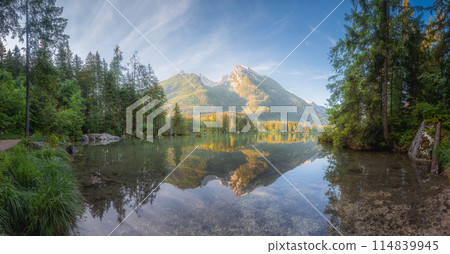 View of Hintersee lake in Berchtesgaden National Park Bavarian Alps, Germany 114839945