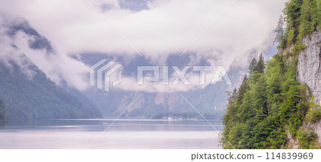 Konigsee lake near Jenner mount in Berchtesgaden National Park, Alps Germany 114839969