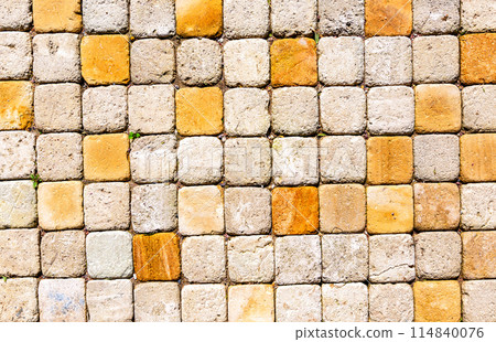 Square shaped paving slabs as a creative background, stone texture Square shaped paving slabs as a creative background, stone texture 114840076