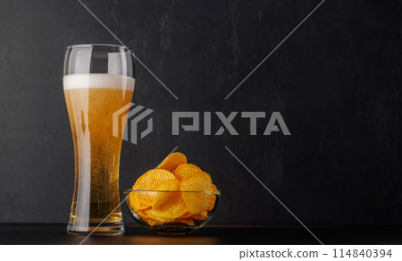 Beer and potato chips Beer and potato chips 114840394