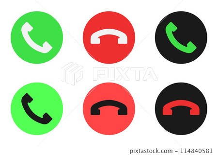 phone call answer decline icon set on white background vector flat illustration phone call answer decline icon set on white background vector flat illustration 114840581