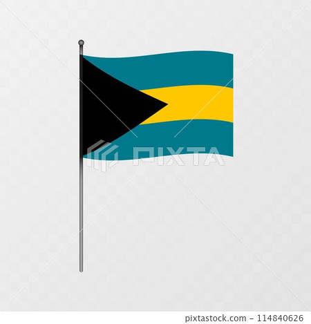Bahamas national flag on flagpole. Vector illustration. 114840626