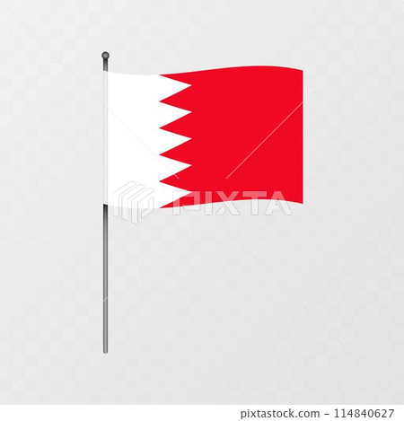 Bahrain national flag on flagpole. Vector illustration. Bahrain national flag on flagpole. Vector illustration. 114840627