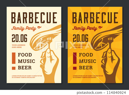 Barbecue party vector flyer or poster design template 114840924