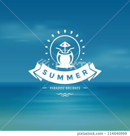 Summer holidays label or badge typography slogan design Summer holidays label or badge typography slogan design 114840999
