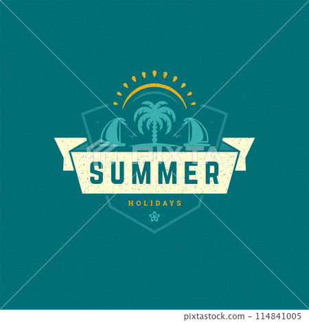 Summer holidays label or badge typography slogan design 114841005