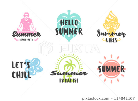 Summer holidays typography inspirational quotes design for posters or apparels set Summer holidays typography inspirational quotes design for posters or apparels set 114841107