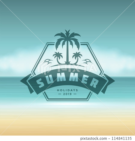 Summer holidays label or badge typography slogan design Summer holidays label or badge typography slogan design 114841135